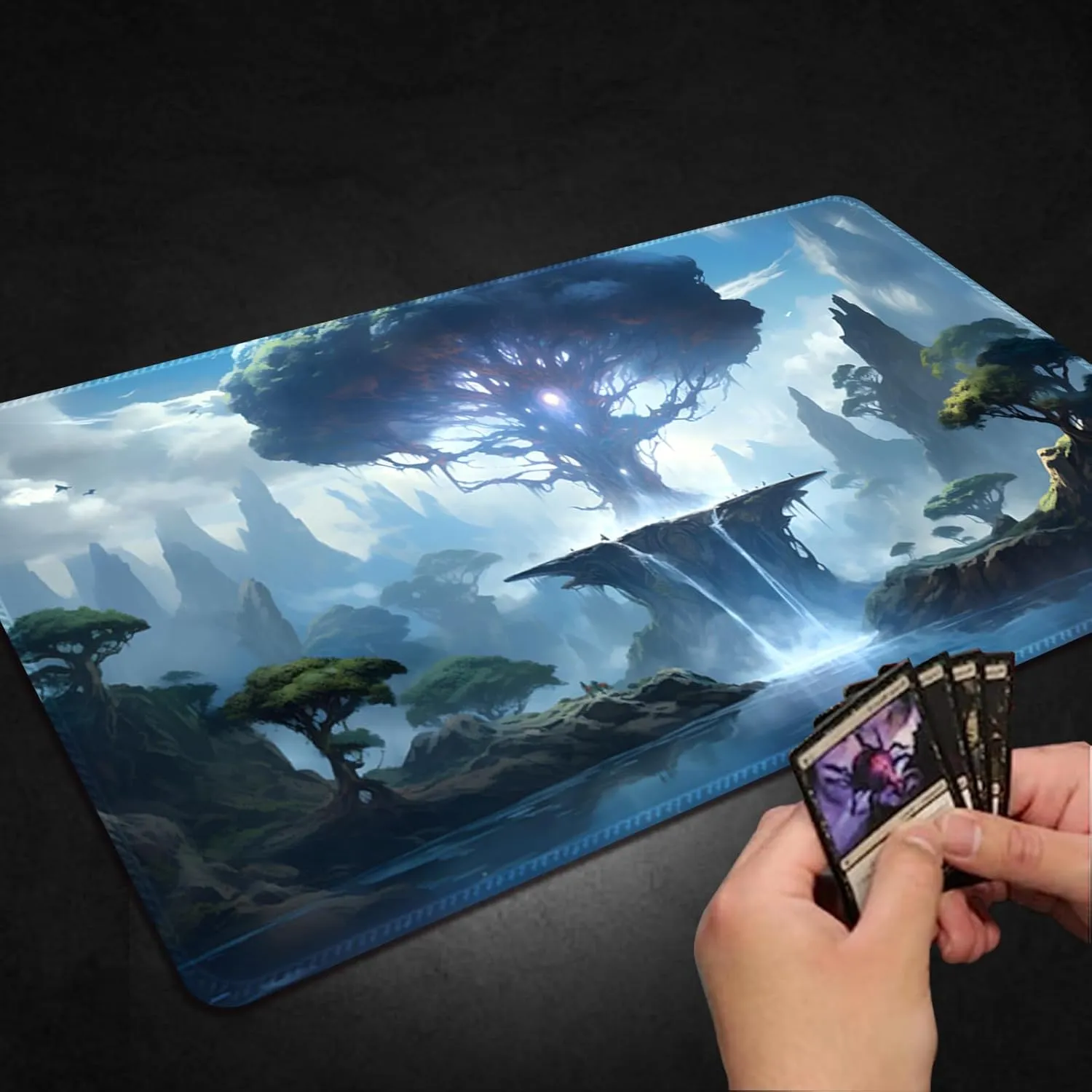 Playmat for MTG, with Free Storage Bags,Game Mat 24 x 14 inches, TCG and Board Game Mat for Cards,Mousepad Desk Mats (Tree of Life-Regular)