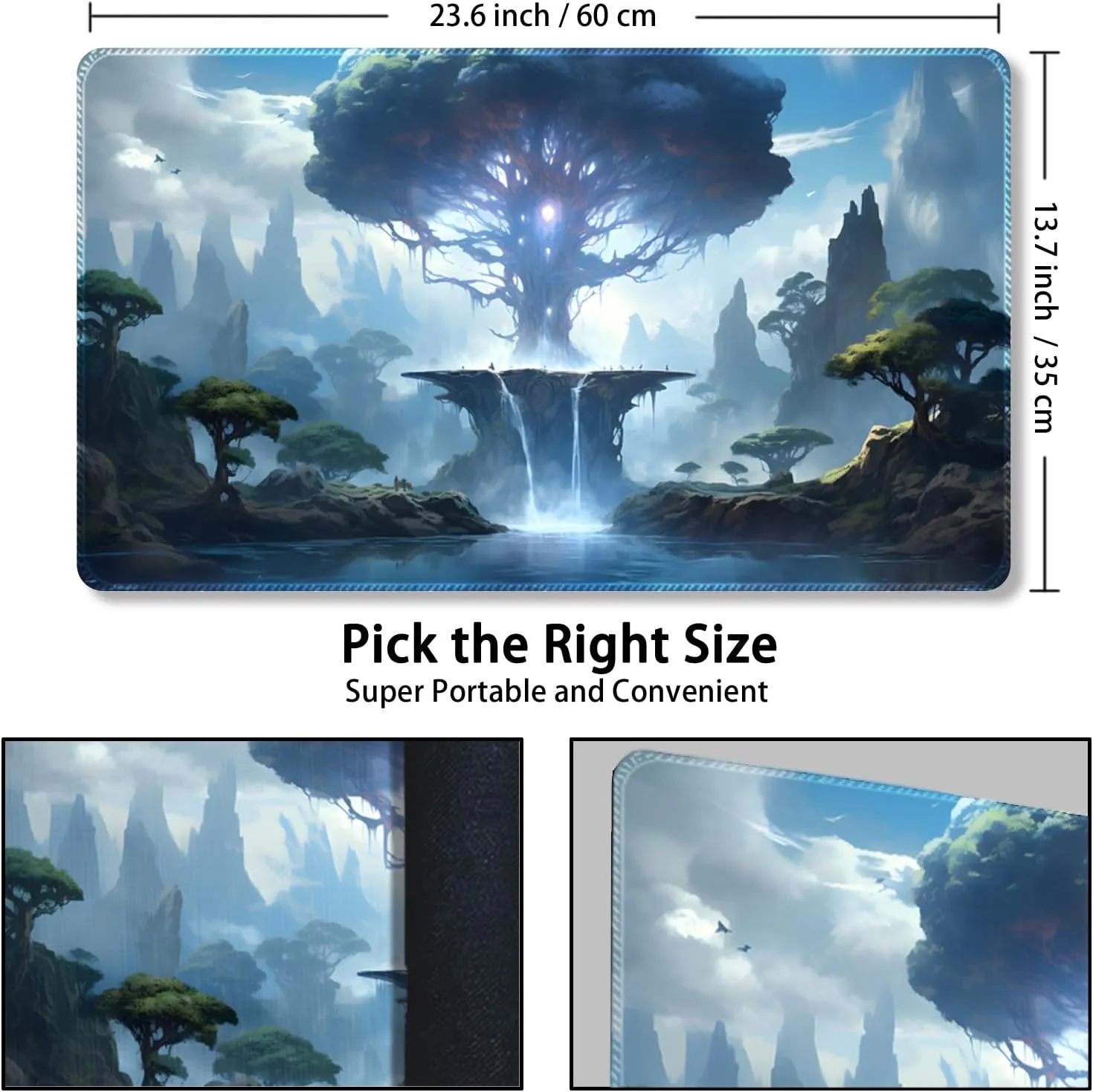 Playmat for MTG, with Free Storage Bags,Game Mat 24 x 14 inches, TCG and Board Game Mat for Cards,Mousepad Desk Mats (Tree of Life-Regular)