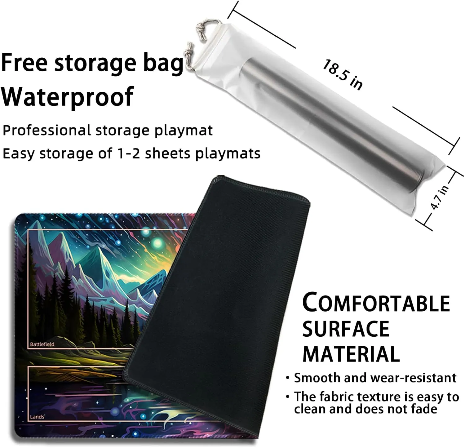 Playmat for MTG, with Free Storage Bags,Game Mat 24 x 14 inches, TCG and Board Game Mat for Cards,Mousepad Desk Mats (with Zones,Magic Mat 10)