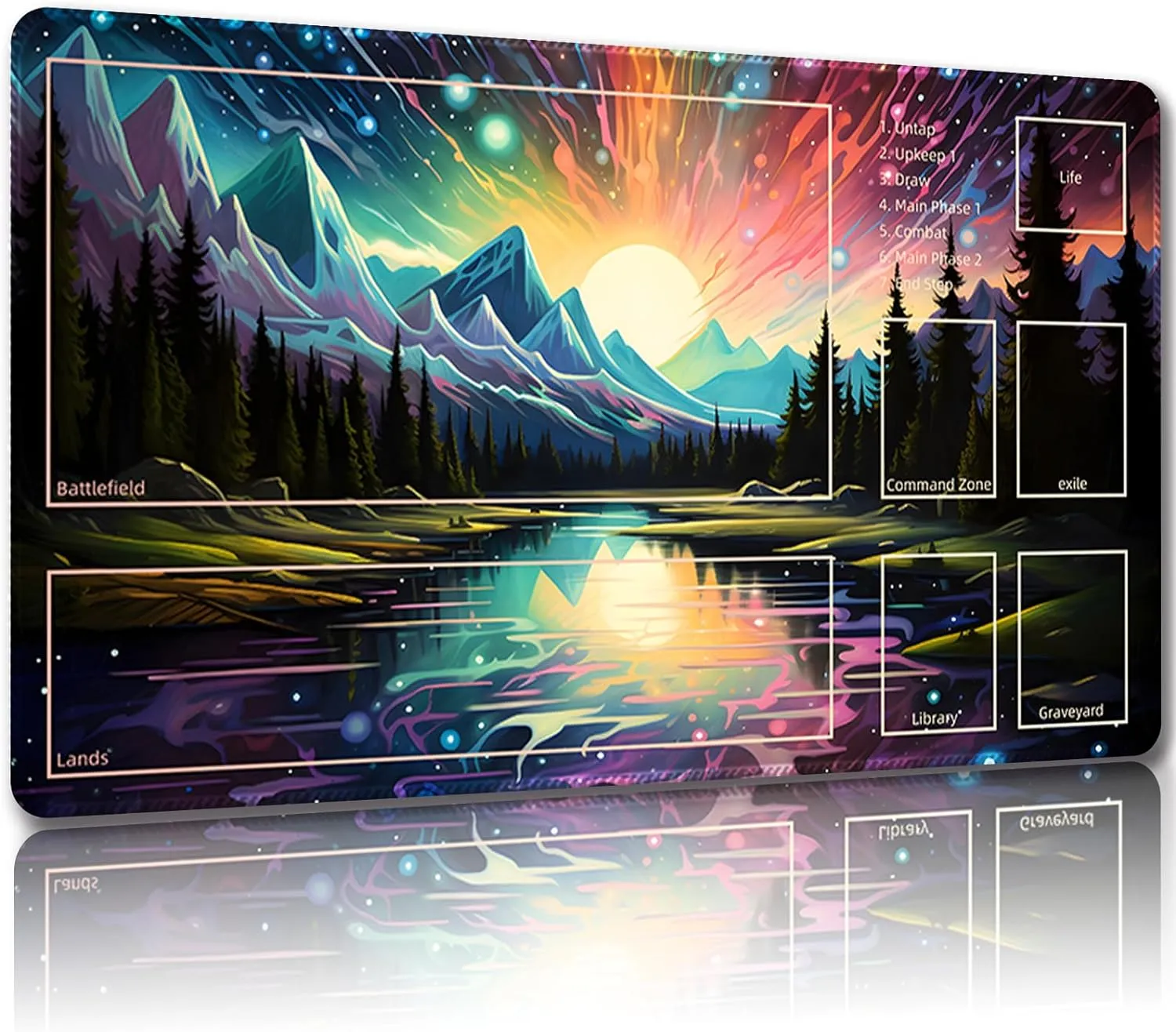 Playmat for MTG, with Free Storage Bags,Game Mat 24 x 14 inches, TCG and Board Game Mat for Cards,Mousepad Desk Mats (with Zones,Magic Mat 10)