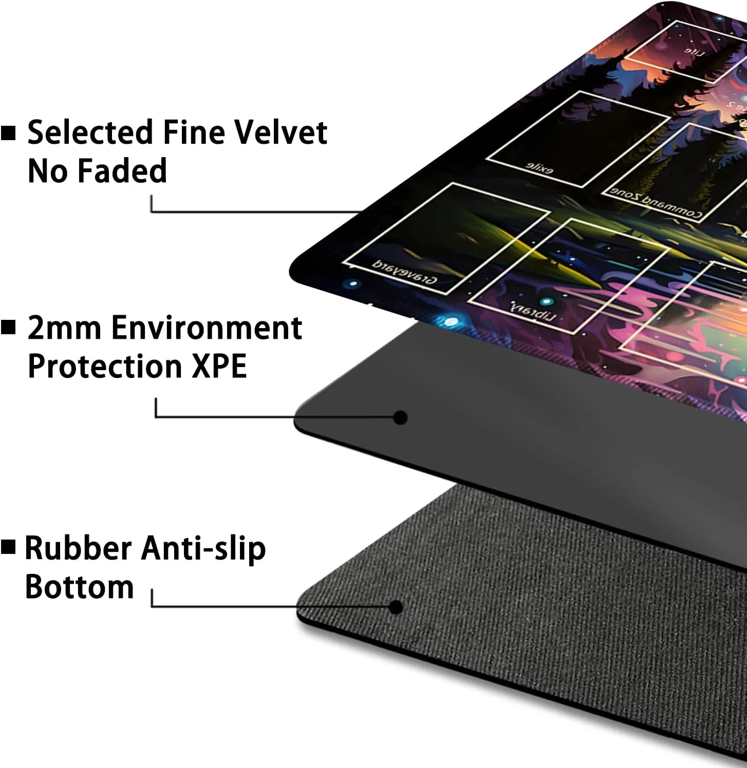 Playmat for MTG, with Free Storage Bags,Game Mat 24 x 14 inches, TCG and Board Game Mat for Cards,Mousepad Desk Mats (with Zones,Magic Mat 10)