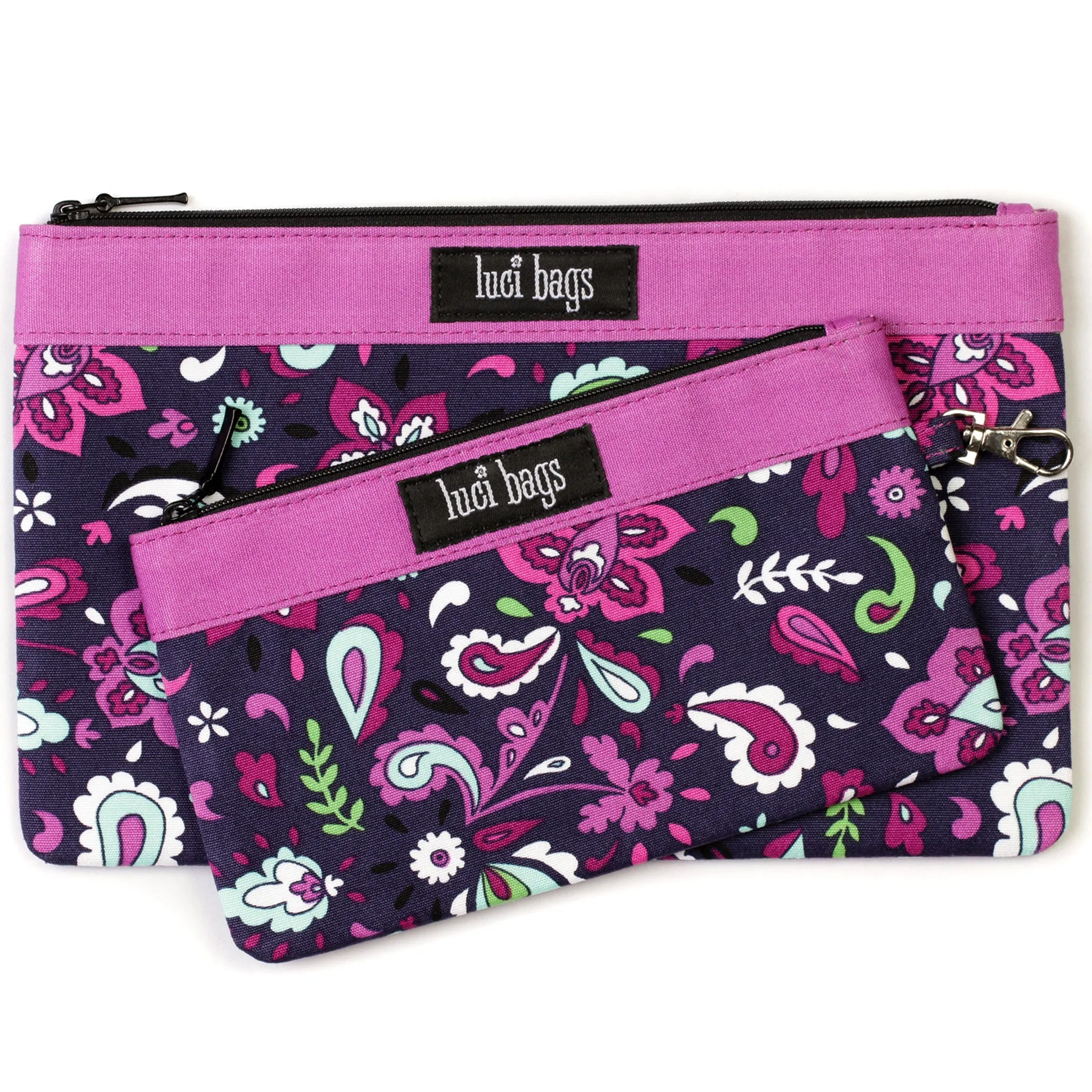 Plum Paisley Large Accessory Bag
