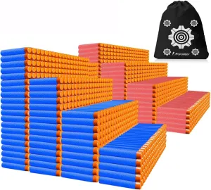 POKONBOY Compatible with Nerf Darts Bullets - 1200 PCS Refill Bullet Darts Compatible with Nerf Guns N-Strike Elite Series Gun Toys for Boys Party Favors with Storage Bags(Red and Blue)