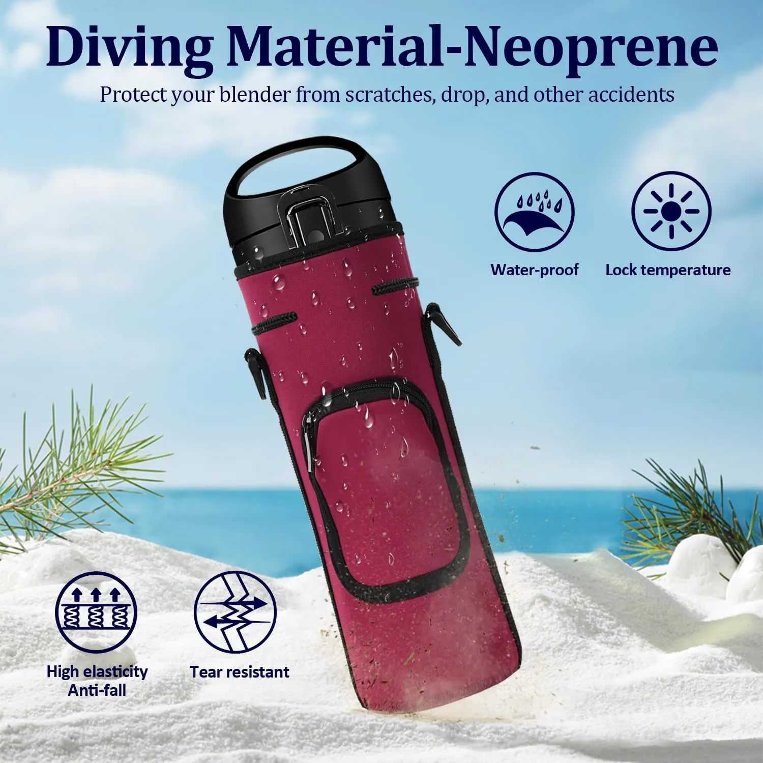 Portable Blender Carrying Case for Magic Bullet (MBPB50100 MBPB50100W MBPB50100FP MBPB50100AK), Storage Bag with Shoulder Strap and Pocket (Cranberry Red)