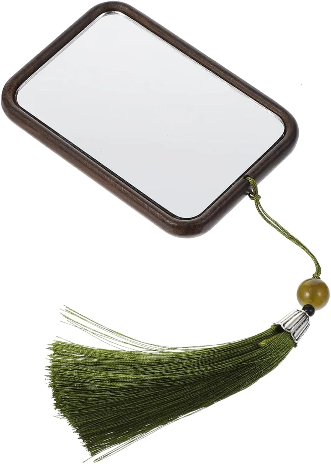 Portable Wooden Carved Mirror Tassel Fashionable and Makeup Mirror for Women
