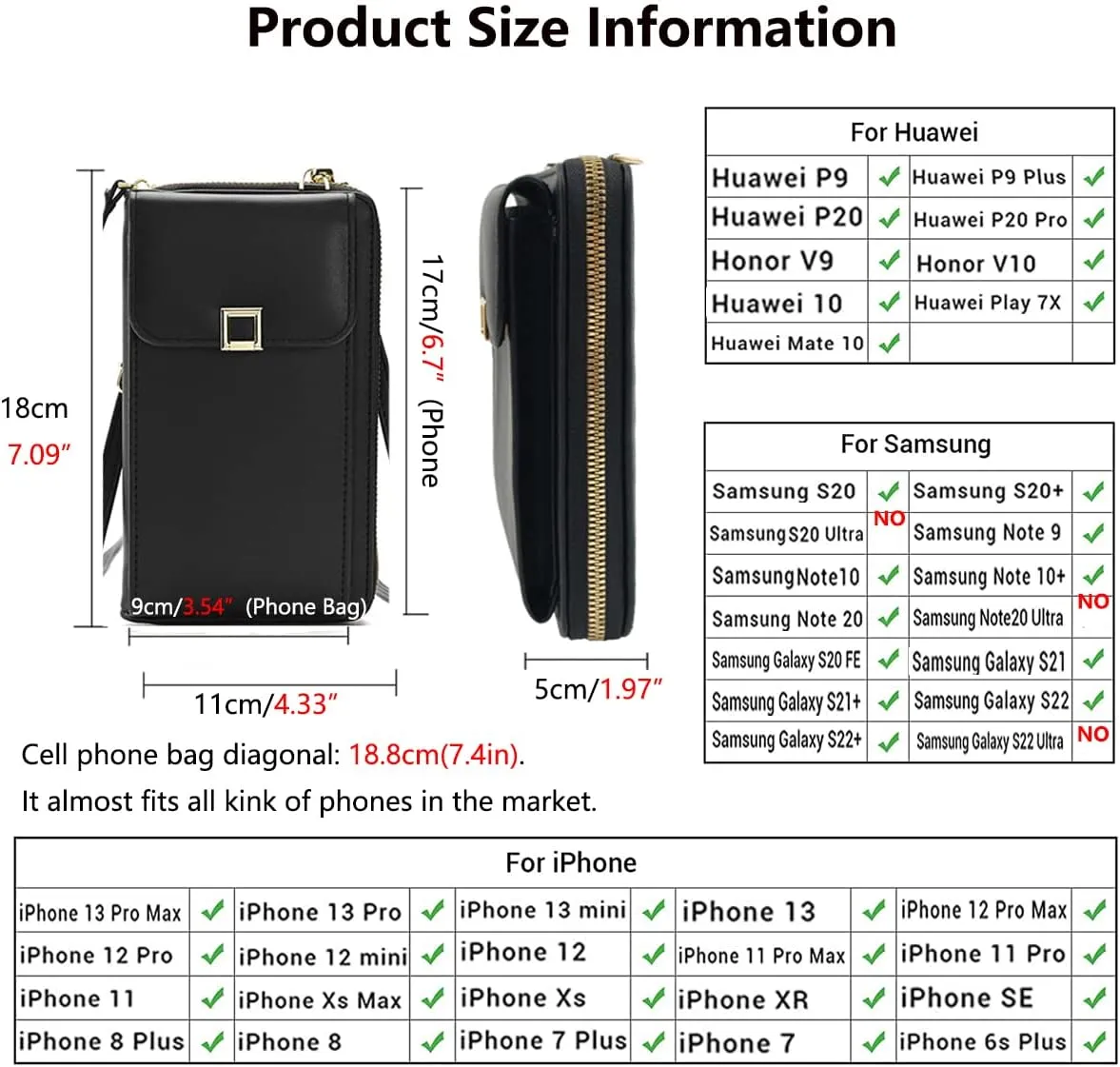PORT&LOTUS Crossbody Bags for Women Cell Phone Purse Wallet Ladies Small Women's Handbags PU Leather Shoulder Card Holder
