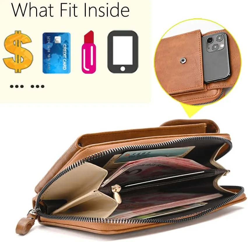 PORT&LOTUS Crossbody Bags for Women Cell Phone Purse Wallet Ladies Small Women's Handbags PU Leather Shoulder Card Holder