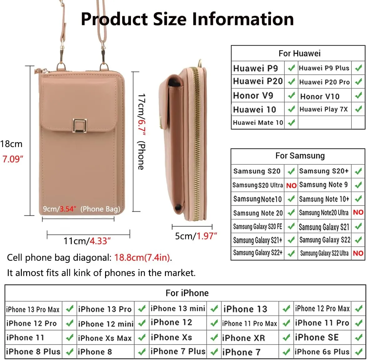 PORT&LOTUS Crossbody Bags for Women Cell Phone Purse Wallet Ladies Small Women's Handbags PU Leather Shoulder Card Holder