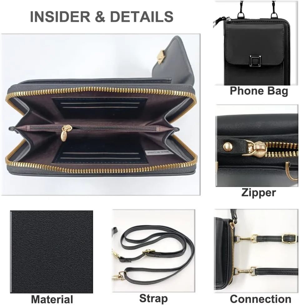 PORT&LOTUS Crossbody Bags for Women Cell Phone Purse Wallet Ladies Small Women's Handbags PU Leather Shoulder Card Holder