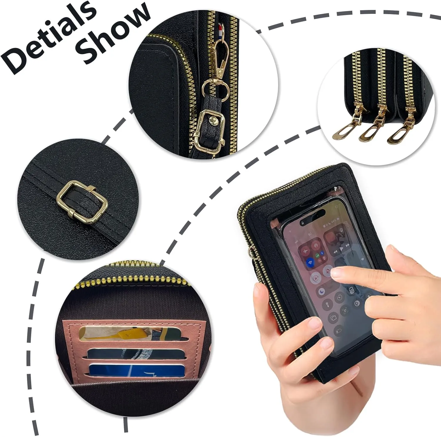 PORT&LOTUS Small Cell Cross Body Purses for Women Mini Shoulder Handbags Zipper Crossbody Bags