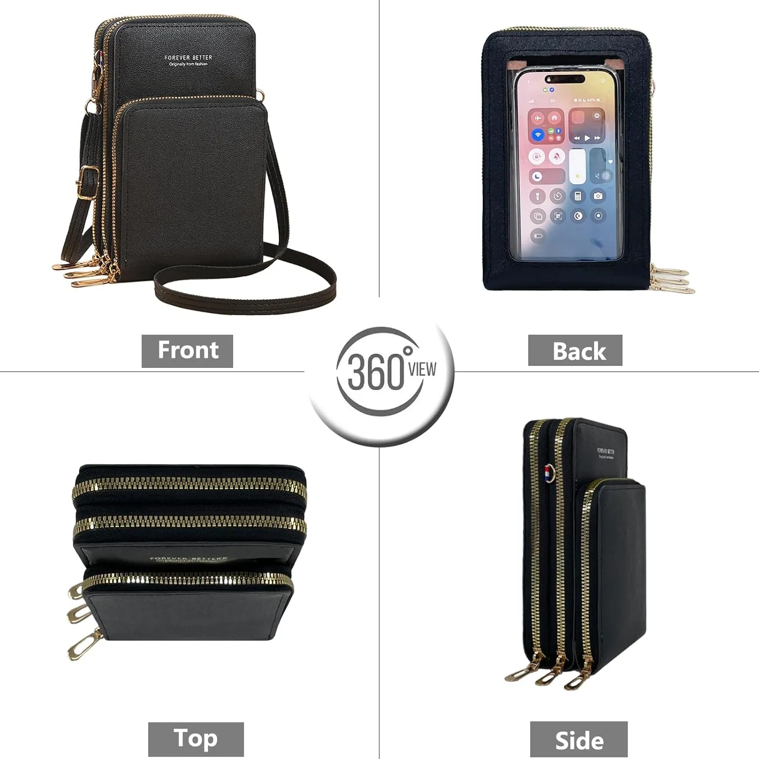 PORT&LOTUS Small Cell Cross Body Purses for Women Mini Shoulder Handbags Zipper Crossbody Bags