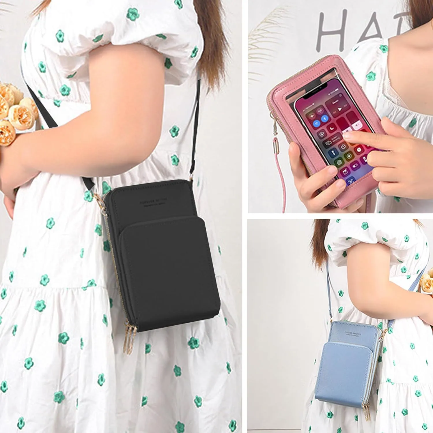 PORT&LOTUS Small Cell Cross Body Purses for Women Mini Shoulder Handbags Zipper Crossbody Bags