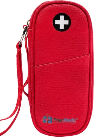 PracMedic Bags Epipen Carry Case– Insulated Epi Pens Carrying Case for Epipens, Auvi-Q, Inhaler, Allergy Medication & Diabetes Supply– Durable Emergency Medical Pouch for Travel (Red)