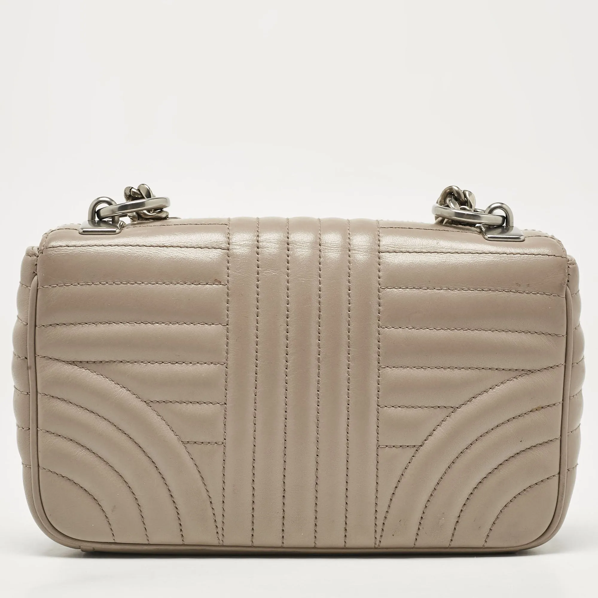 Prada Grey Diagramme Leather Flap Crossbody Bag