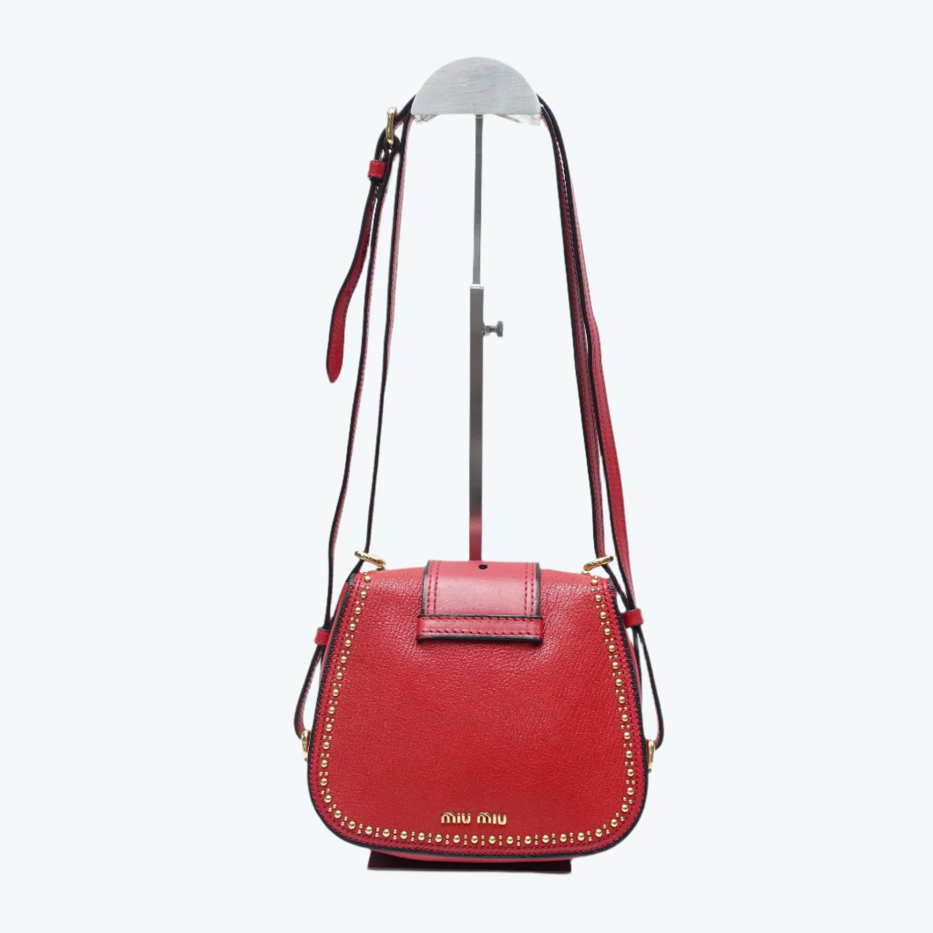 PRE-OWNED Red Embellished Leather Dahlia Crossbody Bag