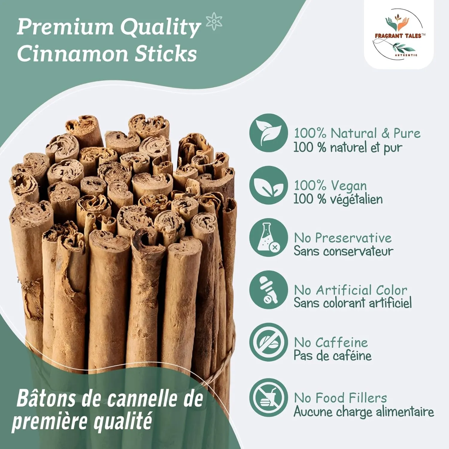Premium Organic Ceylon Cinnamon Sticks - 1lb (454g), True Ceylon, USDA Certified, Non-GMO, Gluten-Free, Pure Sri Lankan Cinnamon for Cooking & Baking
