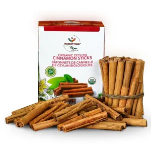 Premium Organic Ceylon Cinnamon Sticks - 1lb (454g), True Ceylon, USDA Certified, Non-GMO, Gluten-Free, Pure Sri Lankan Cinnamon for Cooking & Baking