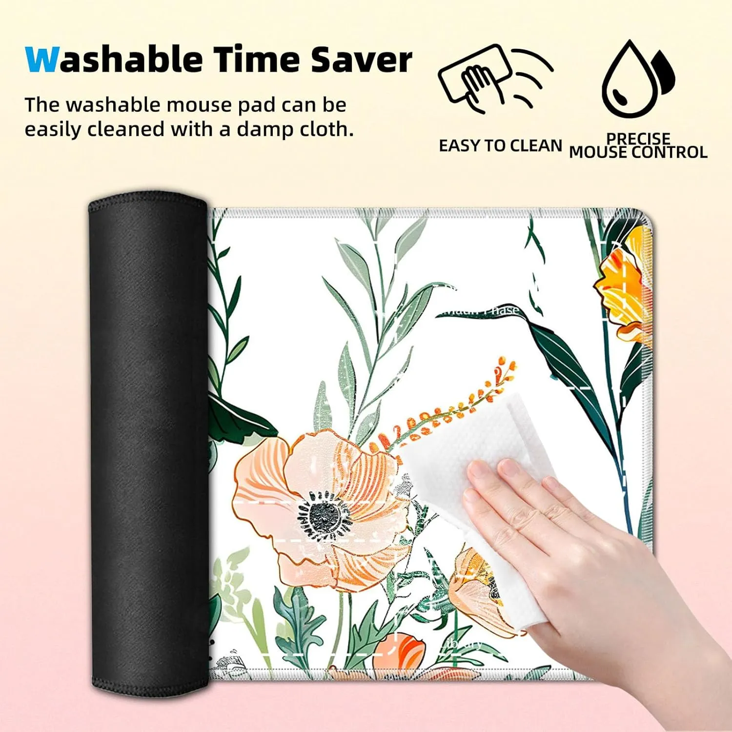Premium TCG Playmat with 6 Gaming Zones | 24x14 Non-Slip Rubber Surface MTG Mat | Black Play Card Storage Pouch for CCG Playmat | Colorful Floral
