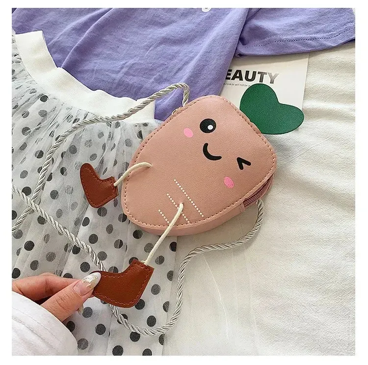 PU Leather Children's Small Shoulder Bags Lovely Cartoon Baby Girls Coin Purse Handbags Princess Accessories Crossbody Bag