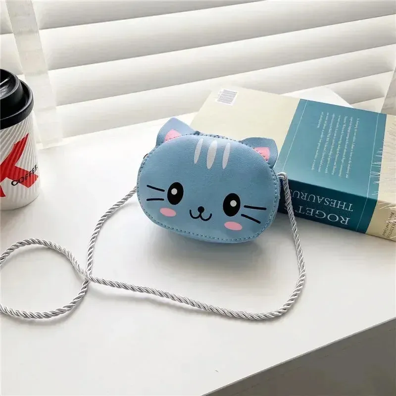 PU Leather Children's Small Shoulder Bags Lovely Cartoon Baby Girls Coin Purse Handbags Princess Accessories Crossbody Bag