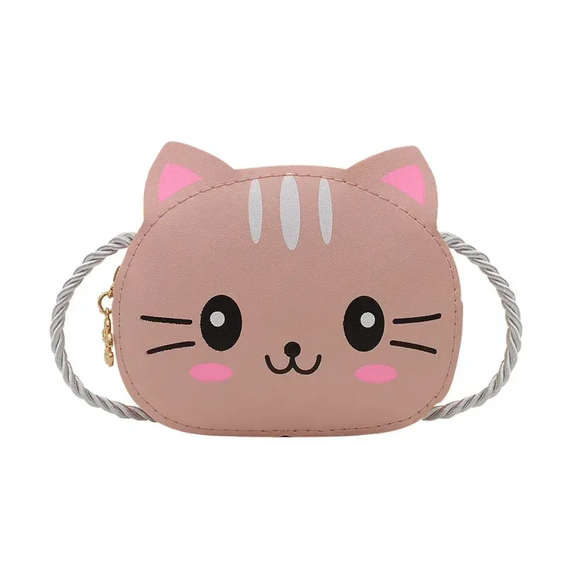 PU Leather Children's Small Shoulder Bags Lovely Cartoon Baby Girls Coin Purse Handbags Princess Accessories Crossbody Bag