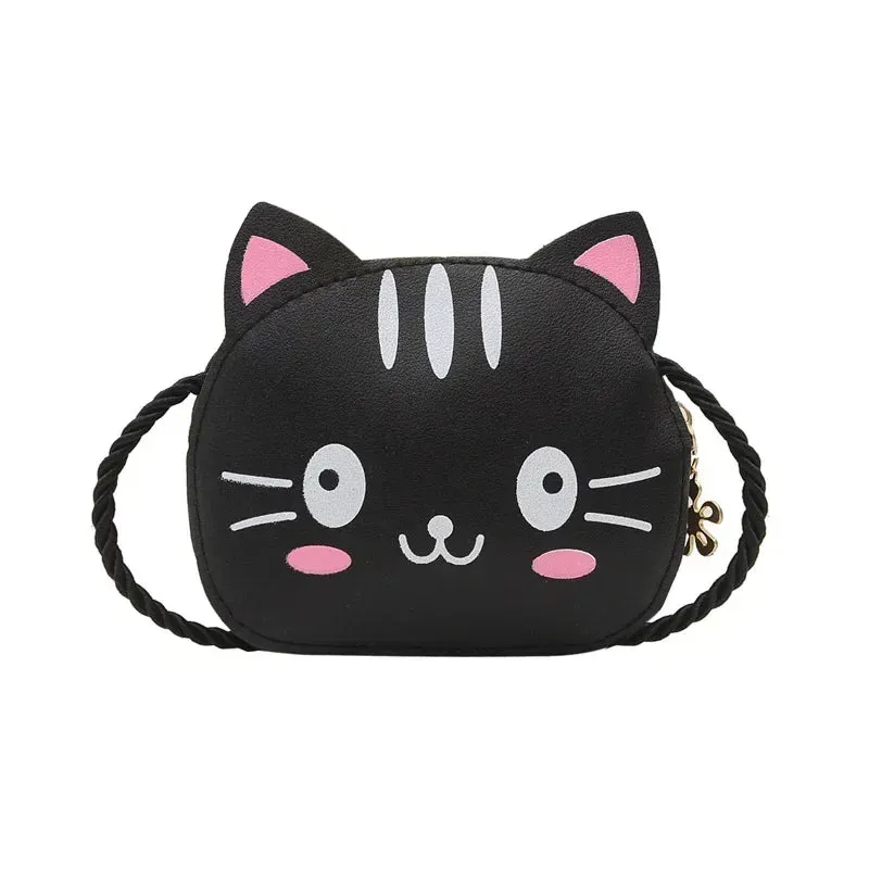 PU Leather Children's Small Shoulder Bags Lovely Cartoon Baby Girls Coin Purse Handbags Princess Accessories Crossbody Bag