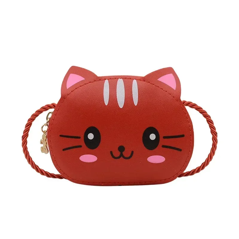 PU Leather Children's Small Shoulder Bags Lovely Cartoon Baby Girls Coin Purse Handbags Princess Accessories Crossbody Bag