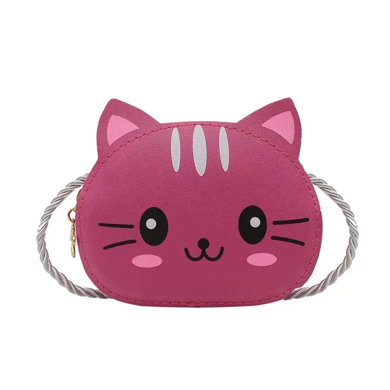 PU Leather Children's Small Shoulder Bags Lovely Cartoon Baby Girls Coin Purse Handbags Princess Accessories Crossbody Bag