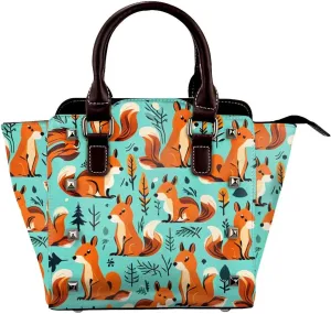 PU Leather Rivet Shoulder Bag for Women,Energetic Squirrel Print Women's Crossbody Handbag Purse Adjustable & Removable Strap Small Tote Bags