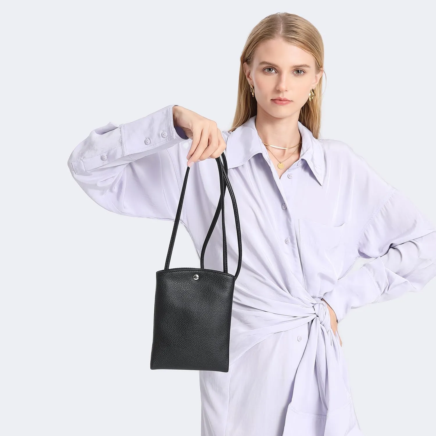 Pure Nylon Mobile Phone Bag Mini Cloth Bag ins Style Japanese Simple and Versatile Messenger Small Square Bag