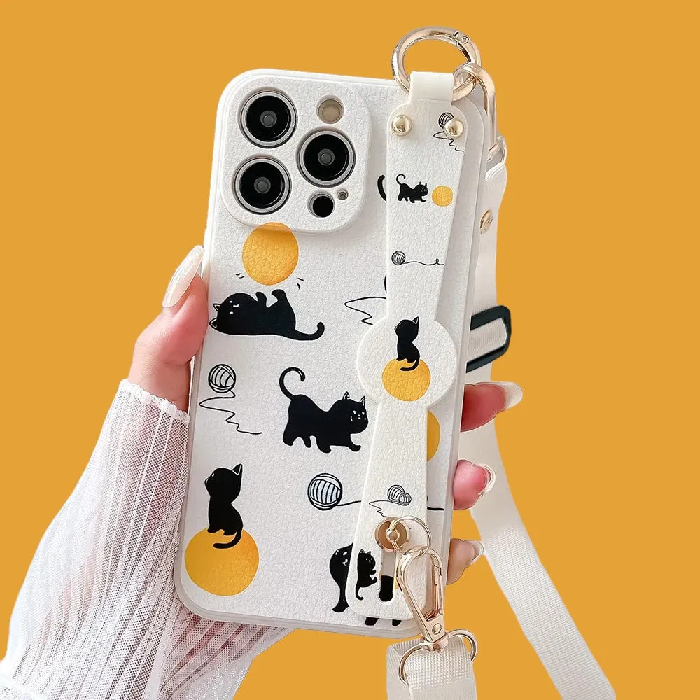 Purr & Pooch - Chic Grip & Stand Phone Case with Crossbody Strap