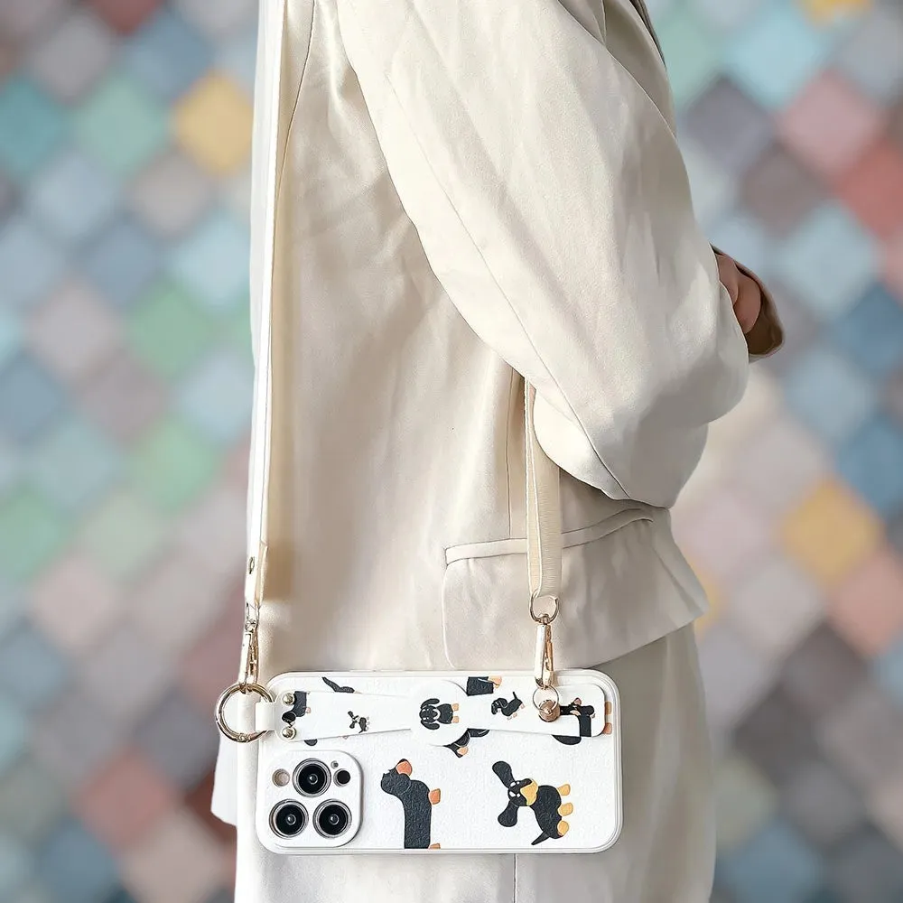 Purr & Pooch - Chic Grip & Stand Phone Case with Crossbody Strap