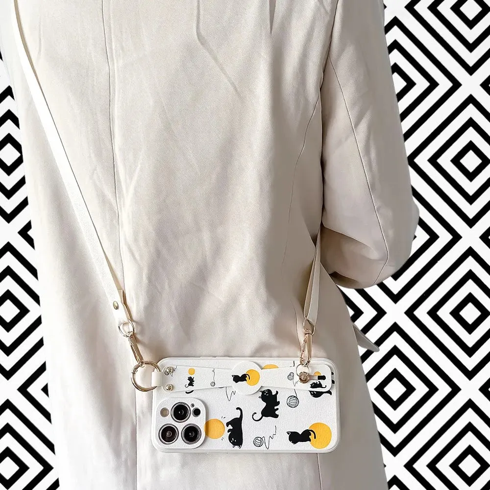 Purr & Pooch - Chic Grip & Stand Phone Case with Crossbody Strap