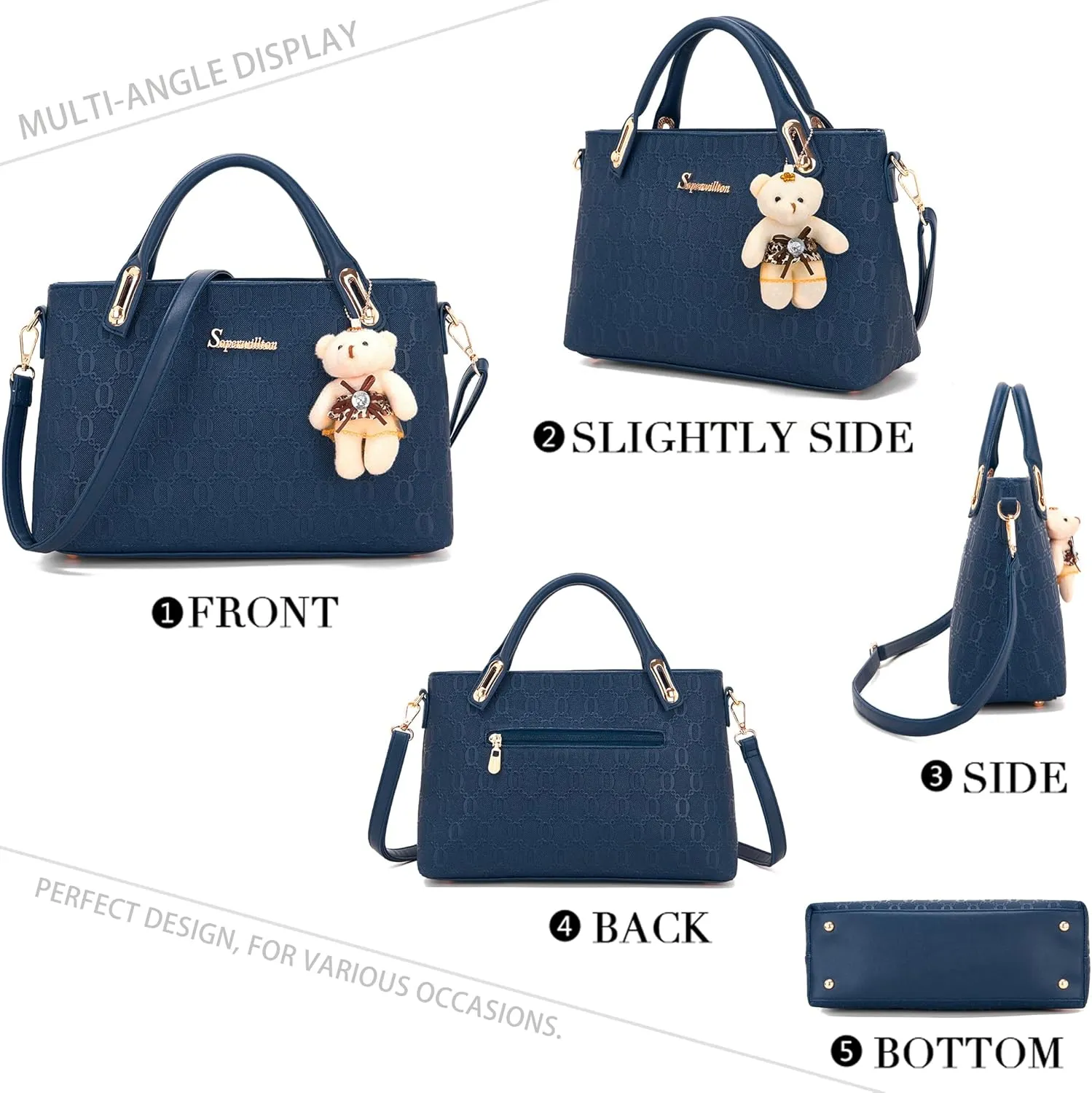 Purse for Women Fashion Medium Shoulder Bag Crossbody Bag Top Handle Tote Handbag Set 4PCS