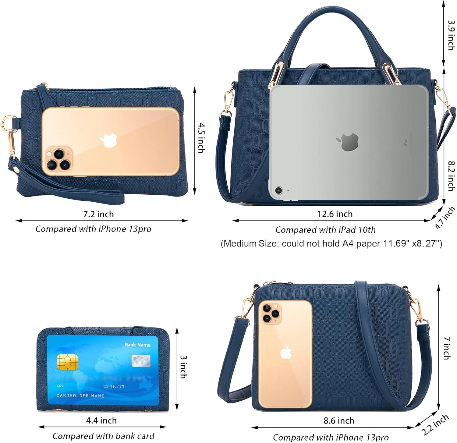 Purse for Women Fashion Medium Shoulder Bag Crossbody Bag Top Handle Tote Handbag Set 4PCS
