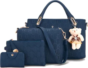 Purse for Women Fashion Medium Shoulder Bag Crossbody Bag Top Handle Tote Handbag Set 4PCS