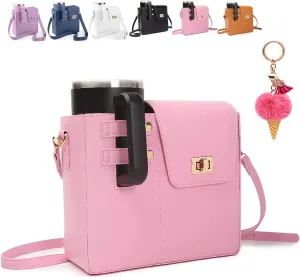 Purse with Cup Holder, Outdoor Portable Crossbody Water Cup Storage Bag Purse with Water Bottle Holder Crossbody Bag forWomen