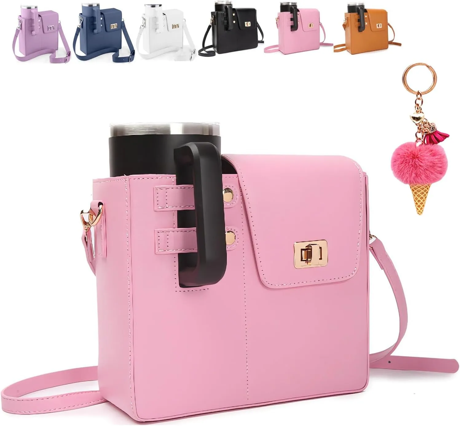 Purse with Cup Holder, Outdoor Portable Crossbody Water Cup Storage Bag Purse with Water Bottle Holder Crossbody Bag forWomen