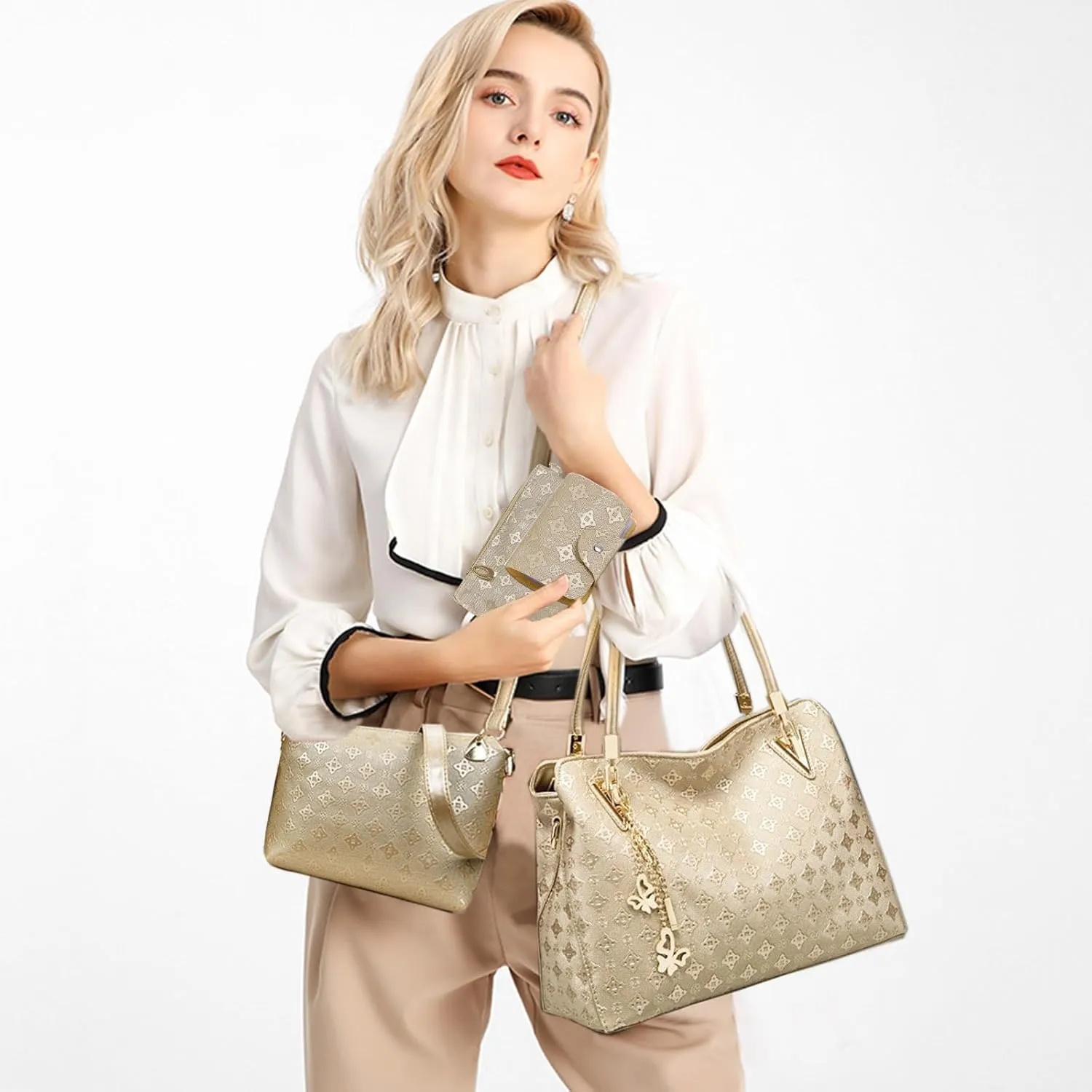 Purses and Handbags for Women PU Leather Tote Bags Crossbody Shoulder Bag Top Handle Satchel Purse Set 4pcs