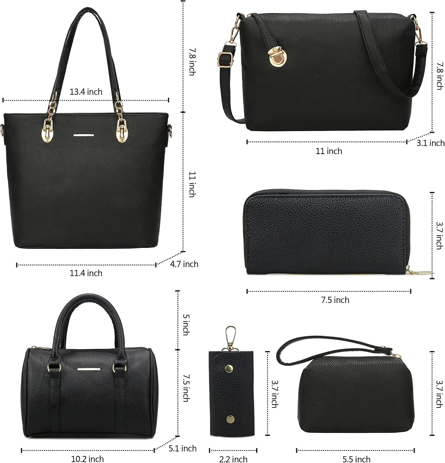 Purses and Handbags for Women Synthetic Leather Tote Crossbody Bags Satchel Purses Set 6pcs