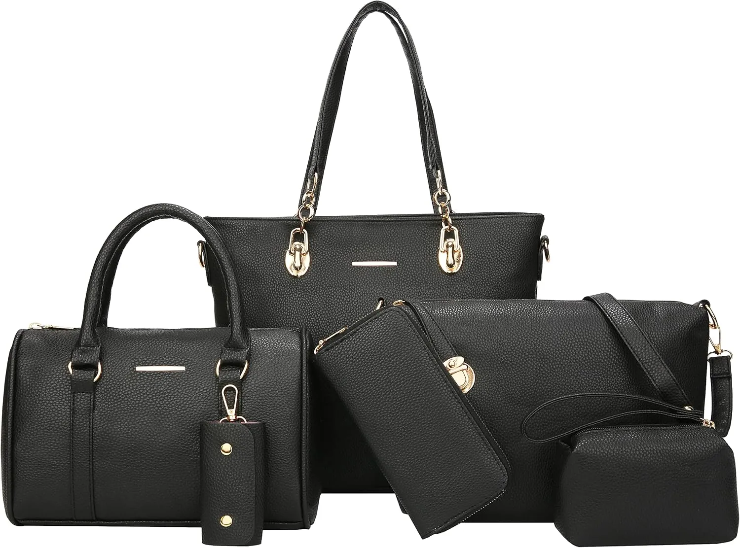 Purses and Handbags for Women Synthetic Leather Tote Crossbody Bags Satchel Purses Set 6pcs