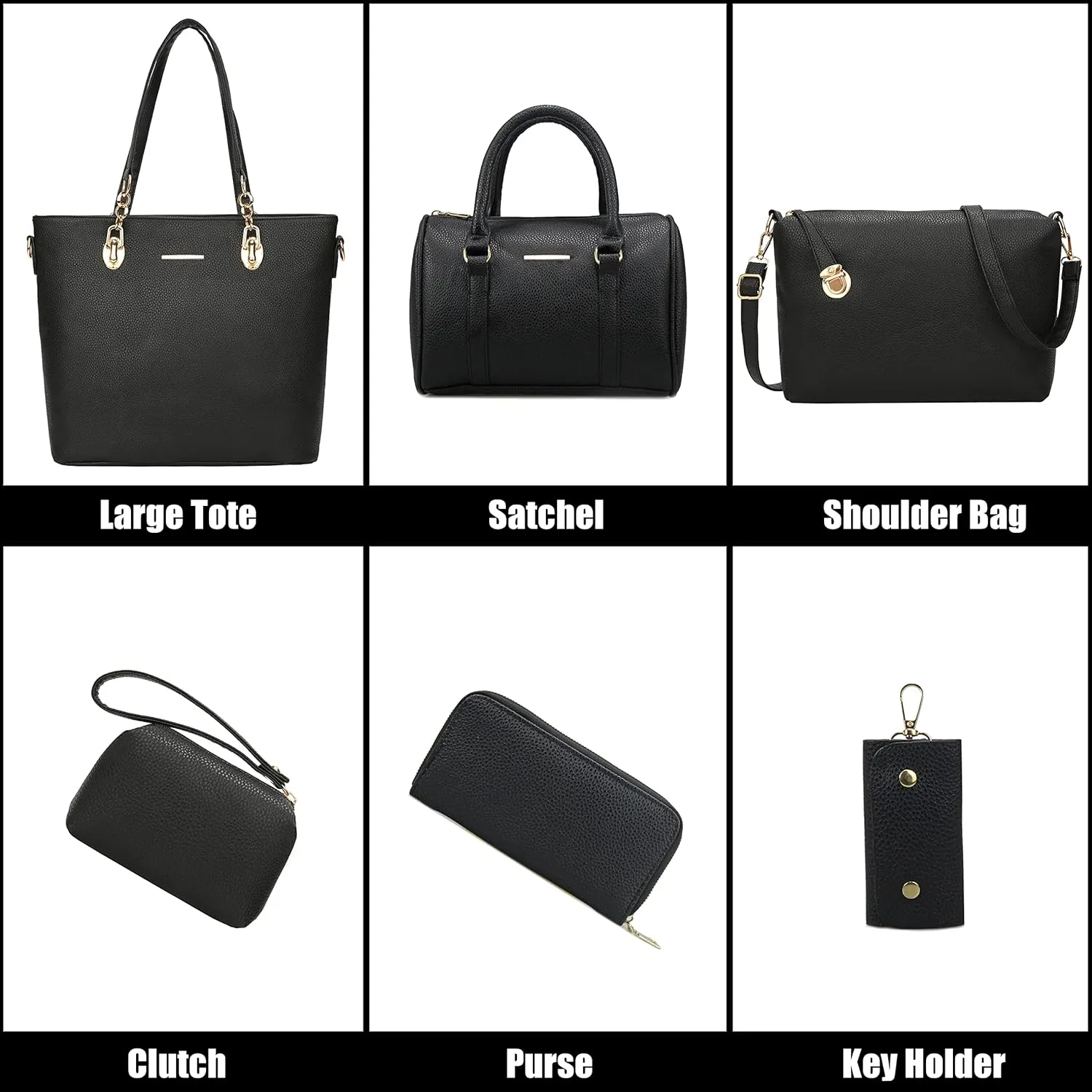 Purses and Handbags for Women Synthetic Leather Tote Crossbody Bags Satchel Purses Set 6pcs