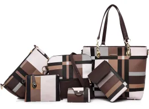 Purses and Handbags for Women Synthetic Leather Tote Crossbody Bags Satchel Purses Set 6pcs