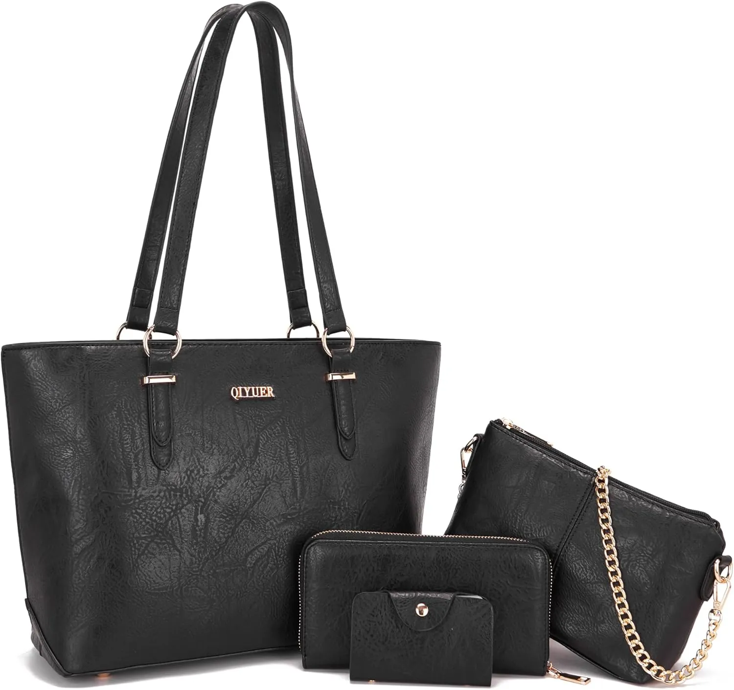Qiyuer Women Purses Handbags Wallet Sets Shoulder Bags Top Handle Satchel Tote Purse Work Bag Set With Matching Wallet 3pcs
