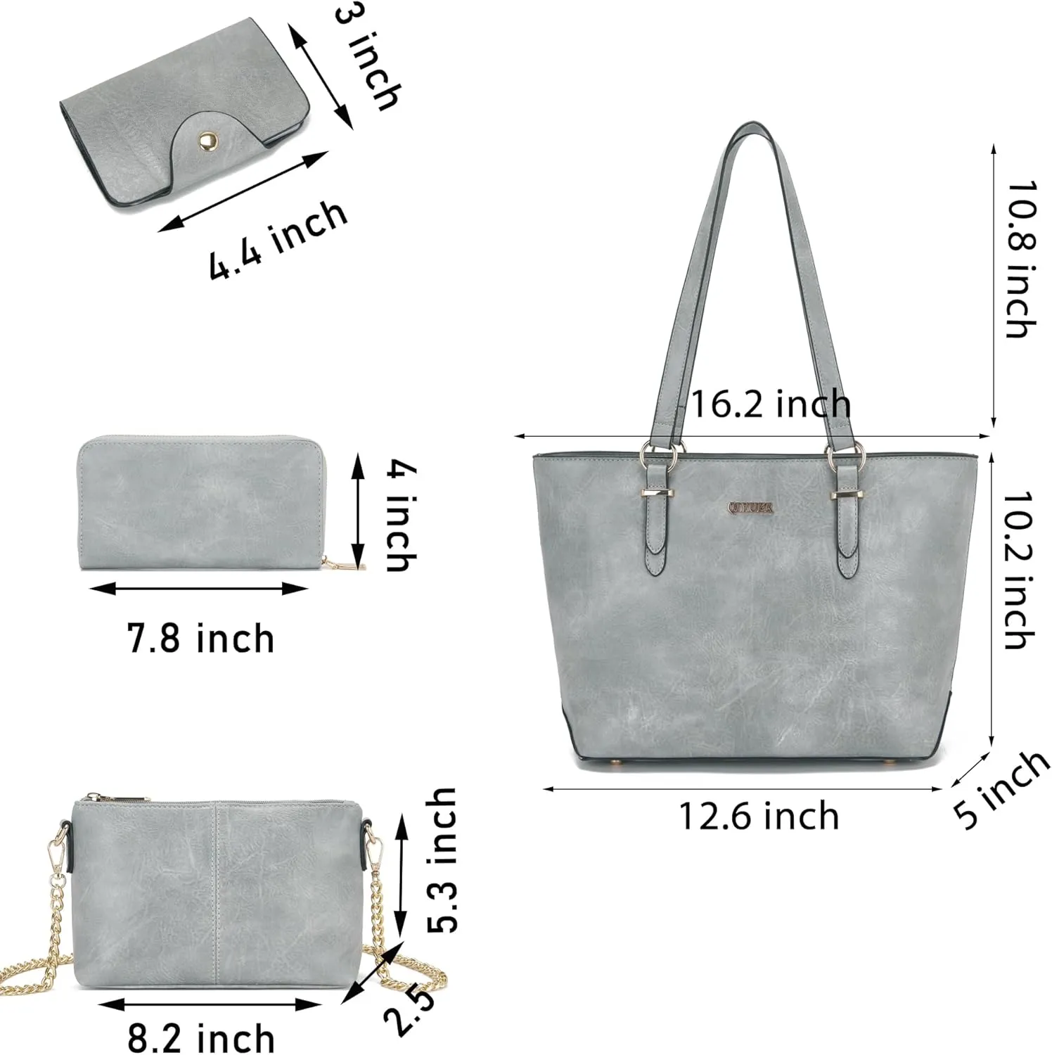 Qiyuer Women Purses Handbags Wallet Sets Shoulder Bags Top Handle Satchel Tote Purse Work Bag Set With Matching Wallet 3pcs