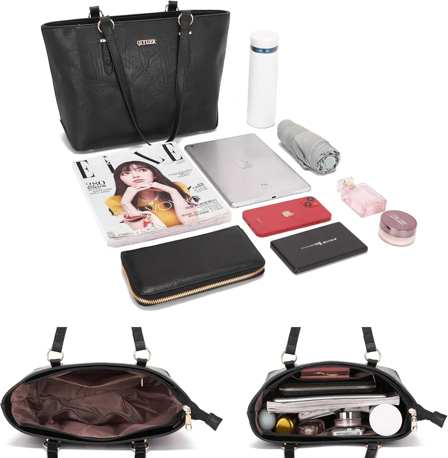Qiyuer Women Purses Handbags Wallet Sets Shoulder Bags Top Handle Satchel Tote Purse Work Bag Set With Matching Wallet 3pcs