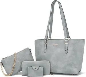 Qiyuer Women Purses Handbags Wallet Sets Shoulder Bags Top Handle Satchel Tote Purse Work Bag Set With Matching Wallet 3pcs
