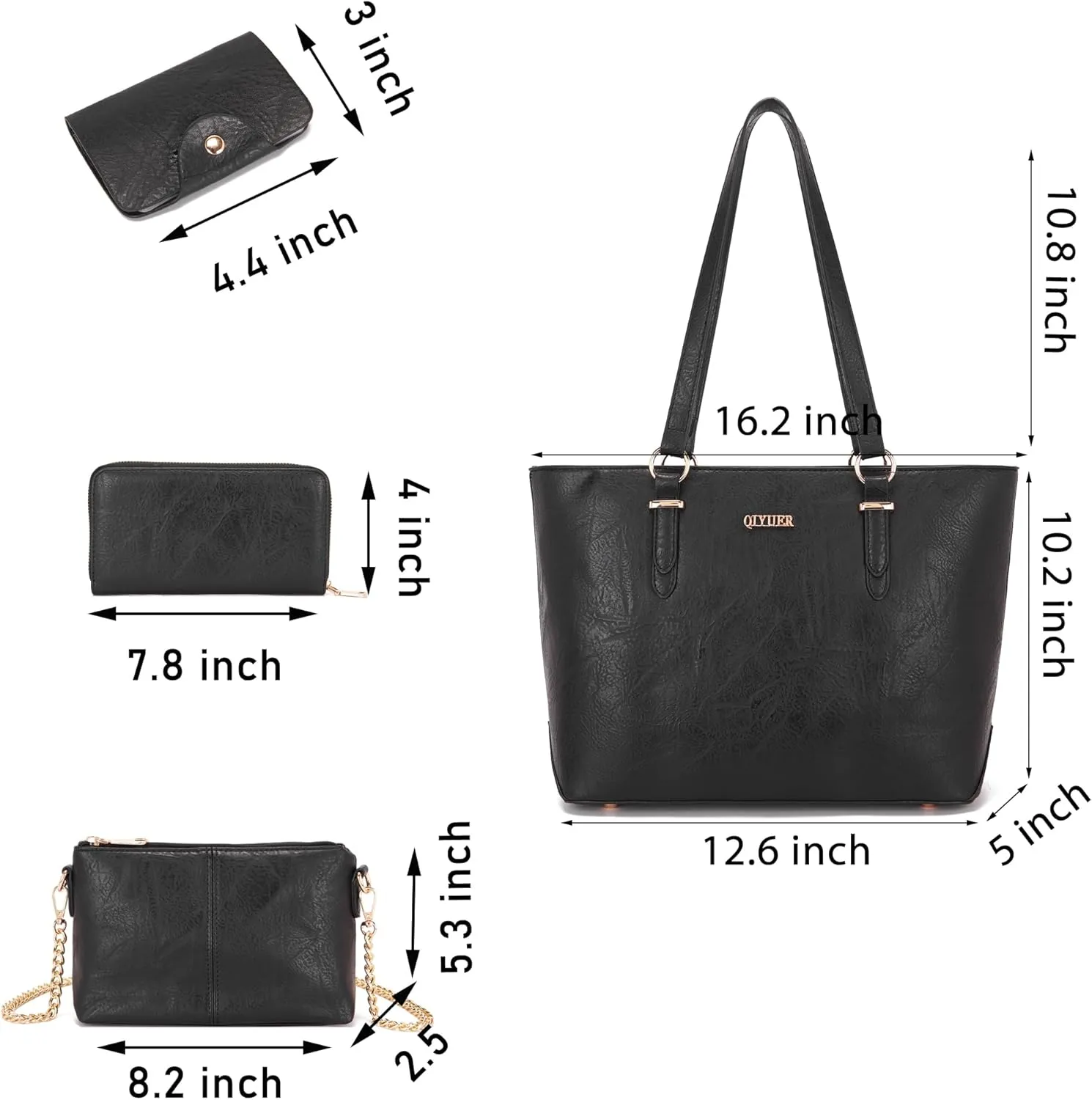Qiyuer Women Purses Handbags Wallet Sets Shoulder Bags Top Handle Satchel Tote Purse Work Bag Set With Matching Wallet 3pcs
