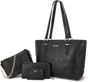 Qiyuer Women Purses Handbags Wallet Sets Shoulder Bags Top Handle Satchel Tote Purse Work Bag Set With Matching Wallet 3pcs
