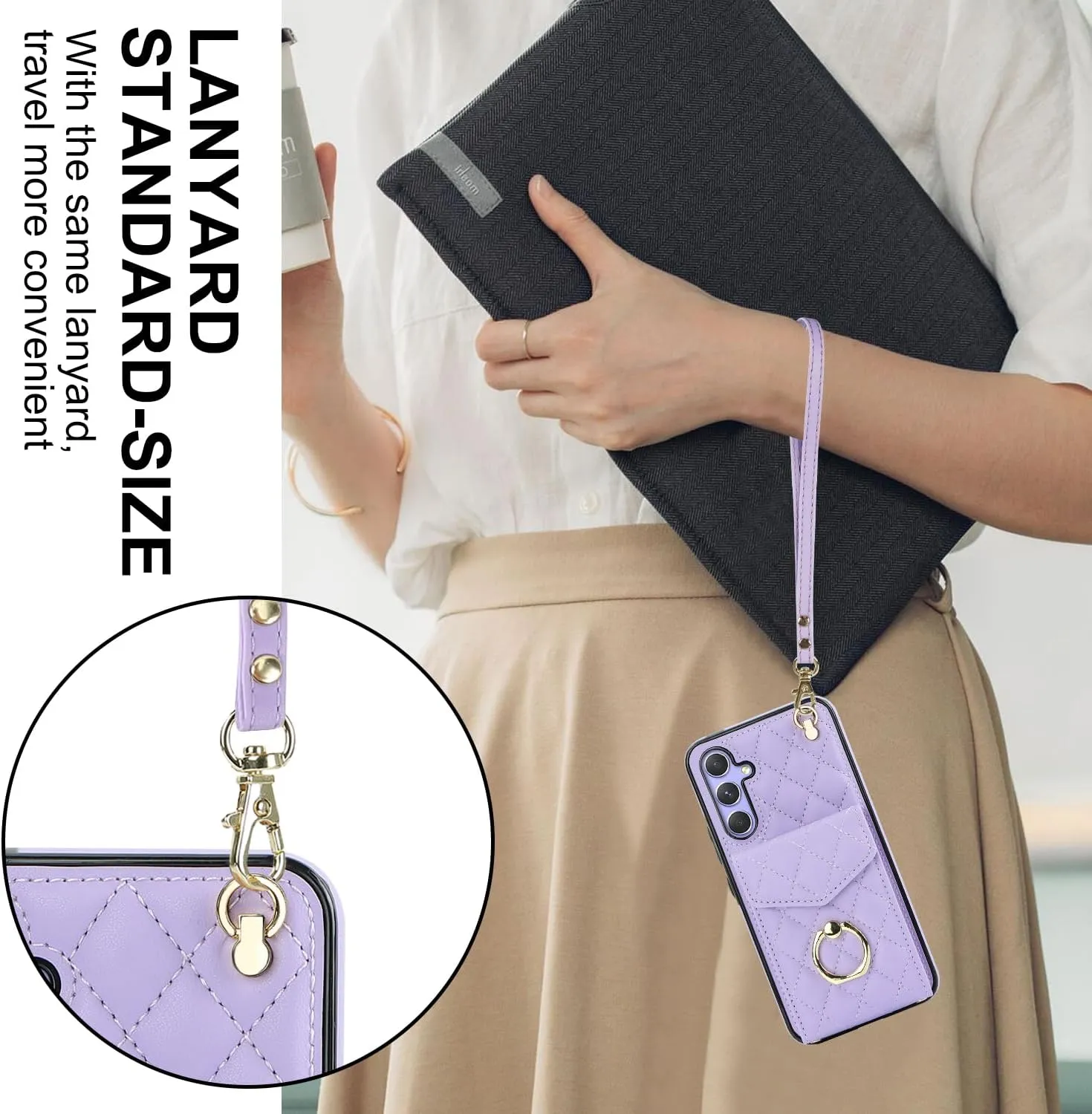 QLTYPRI Crossbody Wallet Case for Samsung Galaxy A16 4G/5G, PU Leather Phone Case with RFID Blocking Card Slots Holder Ring Kickstand Wrist Strap Lanyard Handbag Purse Cover for Samsung A16 - Purple